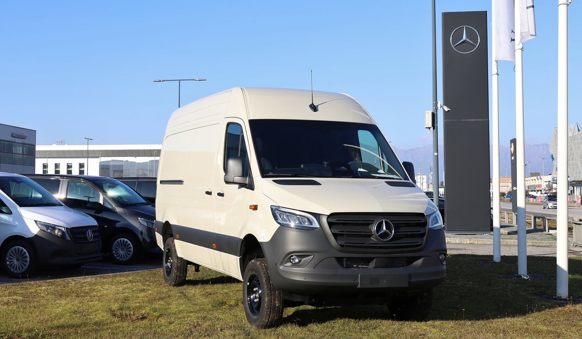 New Mercedes Benz Sprinter van at a dealership